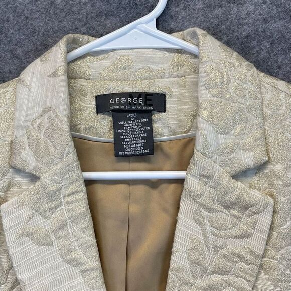 GEORGE Me Designs By Mark Eisen Blazer Women's Size 12 Cream Floral Metallic - Picture 3 of 13